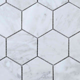 Marble Tiles - White Carrara Hexagon Marble Mosaic Tiles 76x76mm - intmarble