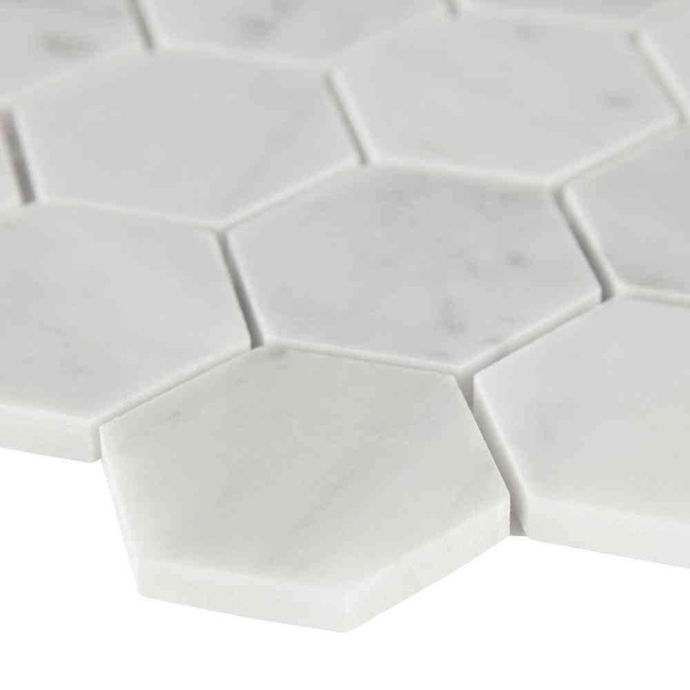 Marble Tiles - Calacatta Hexagon Polished Marble Mosaic Tiles - intmarble