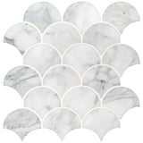 Marble Tiles - Calacatta Scallop Polished Marble Mosaic Tiles - intmarble