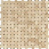 Marble Tiles - Cappuccino Polished Basketweave Marble Mosaic - intmarble