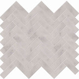 Marble Tiles - Carrara Marble Polished Herringbone Mosaic Tiles 25x75mm - intmarble