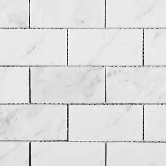 Marble Tiles - White Carrara Polished Subway Marble Mosaic Tiles 50x100x10mm - intmarble