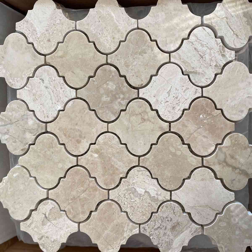 Marble Tiles - Daino Real Arabesque Marble Mosaic Tiles - intmarble