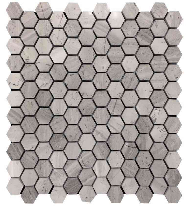 Marble Tiles - Wood Marble Polished Mini Hexagon Marble Mosaic Tiles 26x26 - intmarble