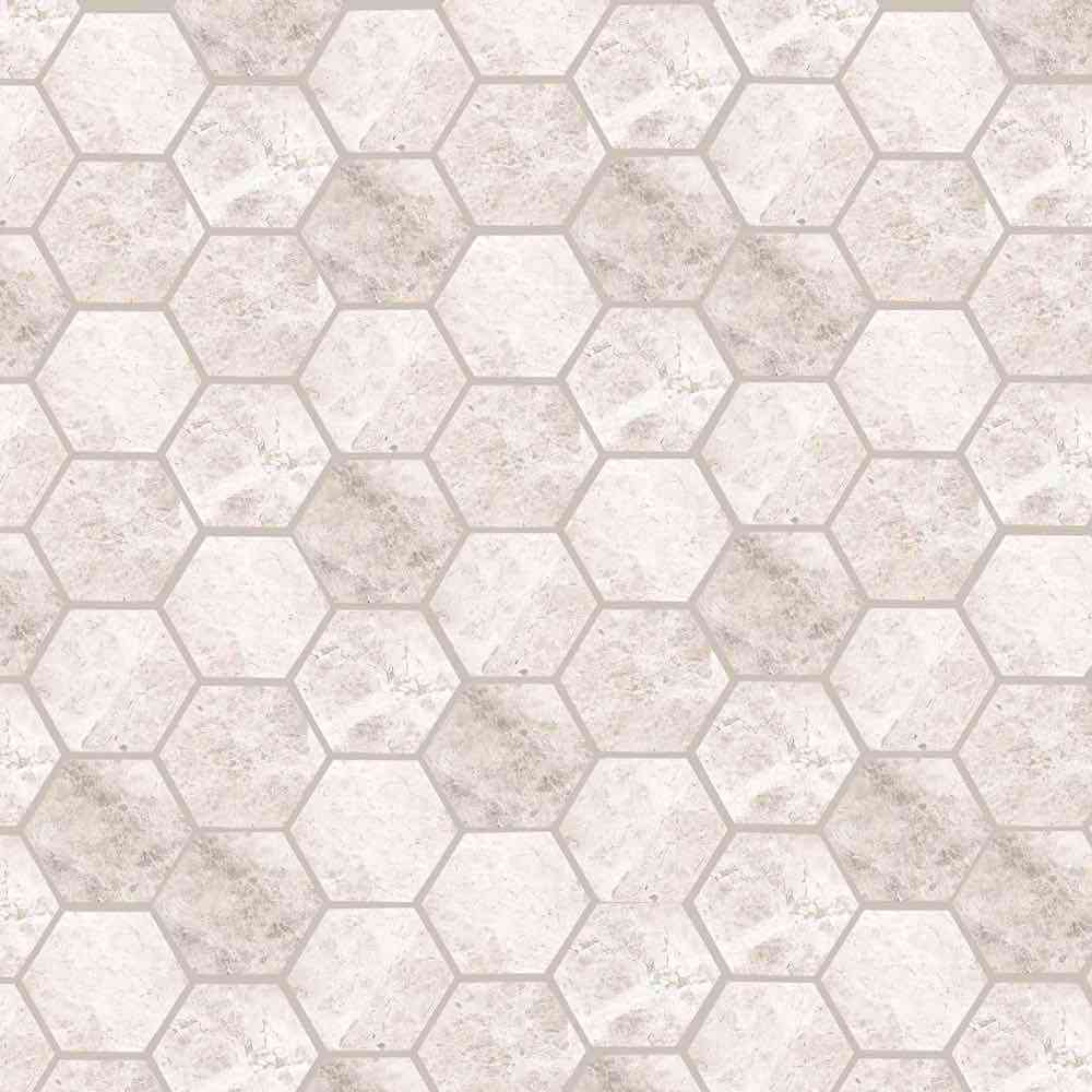 Marble Tiles - Tundra Hexagon Marble Mosaic Tiles 48x48mm - intmarble