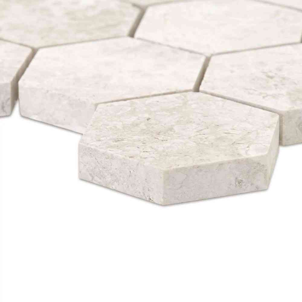 Marble Tiles - Tundra Hexagon Marble Mosaic Tiles 48x48mm - intmarble