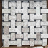 Marble Tiles - Tundra Honed Basketweave Marble Mosaic Tiles - intmarble