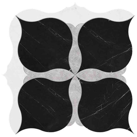 Marble Tiles - Black, Silver, Bianco Sivec Multi Finish Marble Waterjet Decos - intmarble