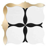 Marble Tiles - Bianco Sivec, Brass, Black Multi Finish Marble Waterjet Decos - intmarble