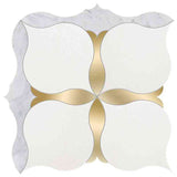 Marble Tiles - Snow White Limestone, Brass, Carrara Honed Limestone Waterjet Decos - intmarble