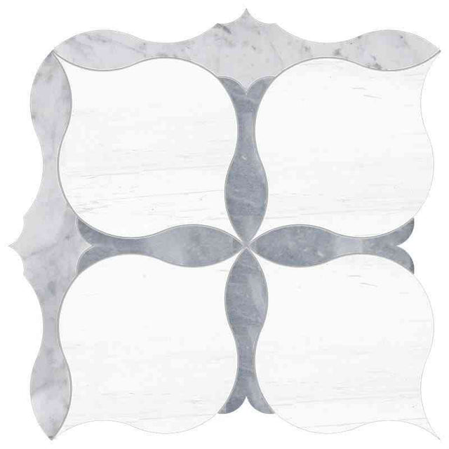 Marble Tiles - Bianco Sivec, Bardiglio, Carrara White Multi Finish Marble Waterjet Decos - intmarble