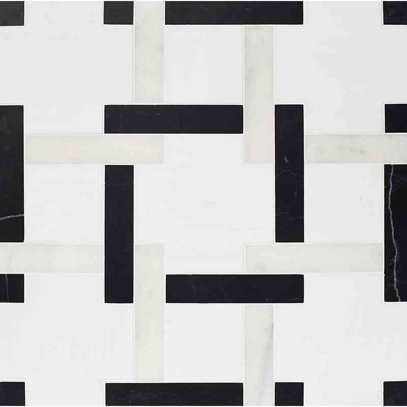 Marble Tiles - Bianco Sivec Nero Black Carrara Honed Parke Design - intmarble