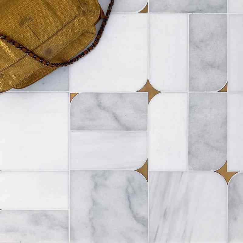 Marble Tiles - Carrara, Bianco Sivec, Brass Multi Marble Waterjet Decos - intmarble