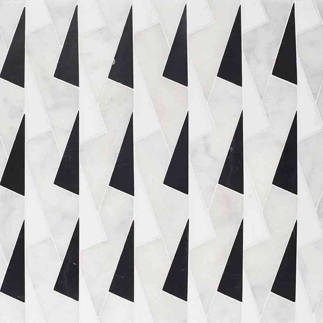 Marble Tiles - Nero Black Bianco Sivec Carrara White Carrara Honed Marble Waterjet Decos - intmarble