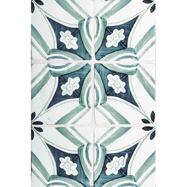 Marble Tiles - Terracotta Tiles Hand Made Glazed Terracotta Tile Pattern Bavi 4 Antigua Design 150x150mm - intmarble