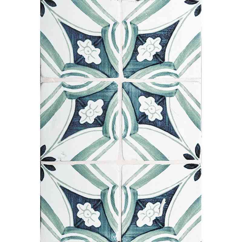 Marble Tiles - Terracotta Tiles Hand Made Glazed Terracotta Tile Pattern Bavi 4 Antigua Design 150x150mm - intmarble