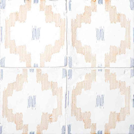 Marble Tiles - Hand Made Vintage Linen Glossy Ikat Terracotta Floor Wall Decor Tiles 150x150mm D1 - intmarble