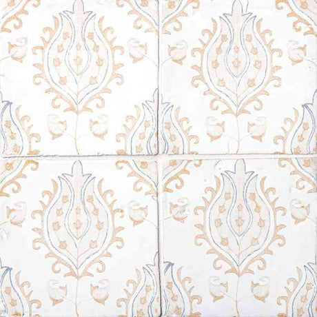 Marble Tiles - Hand Made Vintage Linen Glossy Ikat Terracotta Floor Wall Decor Tiles 150x150mm D4 - intmarble