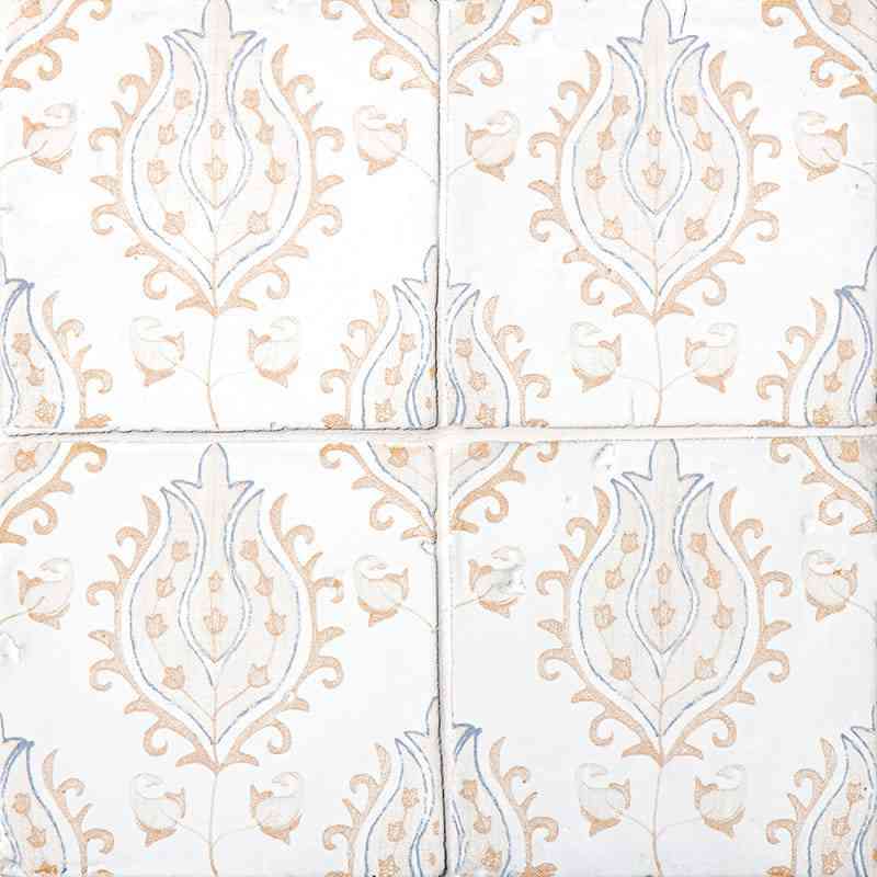 Marble Tiles - Hand Made Vintage Linen Glossy Ikat Terracotta Floor Wall Decor Tiles 150x150mm D4 - intmarble