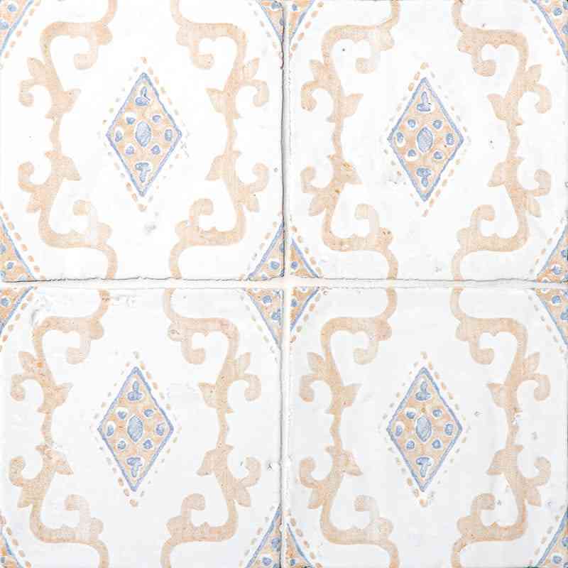 Marble Tiles - Hand Made Vintage Linen Glossy Ikat Terracotta Floor Wall Decor Tiles 150x150mm D5 - intmarble