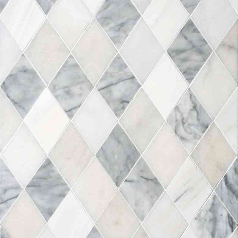 Marble Tiles - Carrara, Bianco Sivec, Mix Harlequin Marble Pattern Decor Mosaics - intmarble