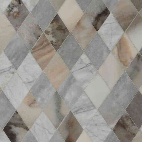 Marble Tiles - Carrara, Palisandro, Mix Harlequin Marble Pattern Decor Mosaics - intmarble