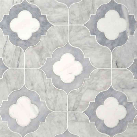 Marble Tiles - Large Daisy Marble Decor Pattern Bardiglio, Carrara, Bianco Sivec Waterjet - intmarble