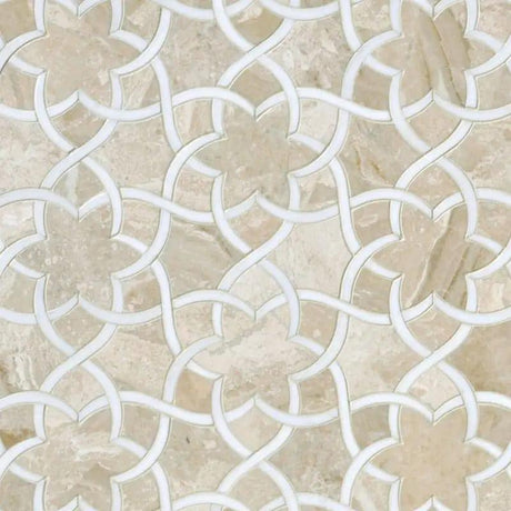 Marble Tiles - Daisy Star Waterjet Royal Bianco Sivec Honed Marble Decor - intmarble