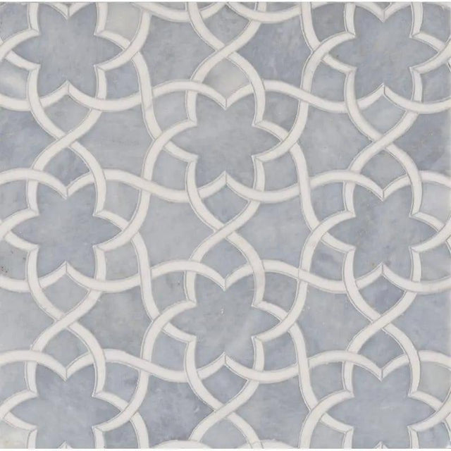 Marble Tiles - Daisy Star Waterjet Bardiglio, Bianco Sivec Marble Decor - intmarble
