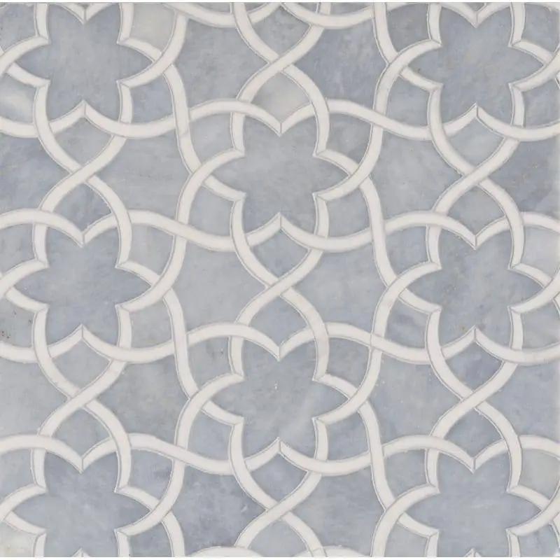 Marble Tiles - Daisy Star Waterjet Bardiglio, Bianco Sivec Marble Decor - intmarble