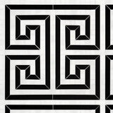 Marble Tiles - Greek Key Black Marble, Bianco Sivec Marble Pattern - intmarble