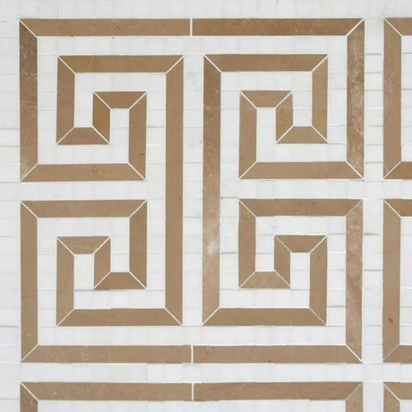 Marble Tiles - Greek Key Marfil, Bianco Sivec Marble Pattern - intmarble