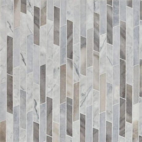 Marble Tiles - Brickbone Waterjet Mosaic Carrara C, Palasandro, Bianco Sivec Decor Mosaic - intmarble