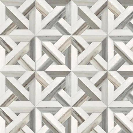 Marble Tiles - Greek Lack Palasandro, Bianco Sivec Marble Waterjet Pattern - intmarble