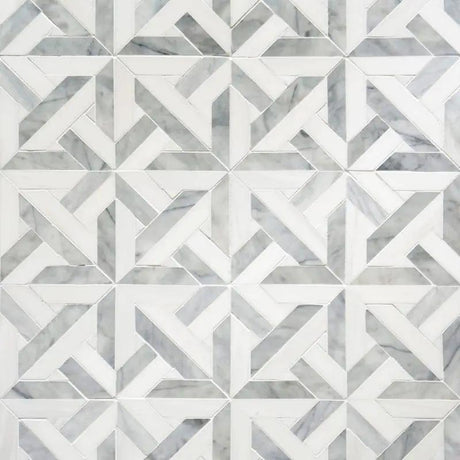 Marble Tiles - Greek Lack Carrara, Bianco Sivec Marble Waterjet Pattern - intmarble