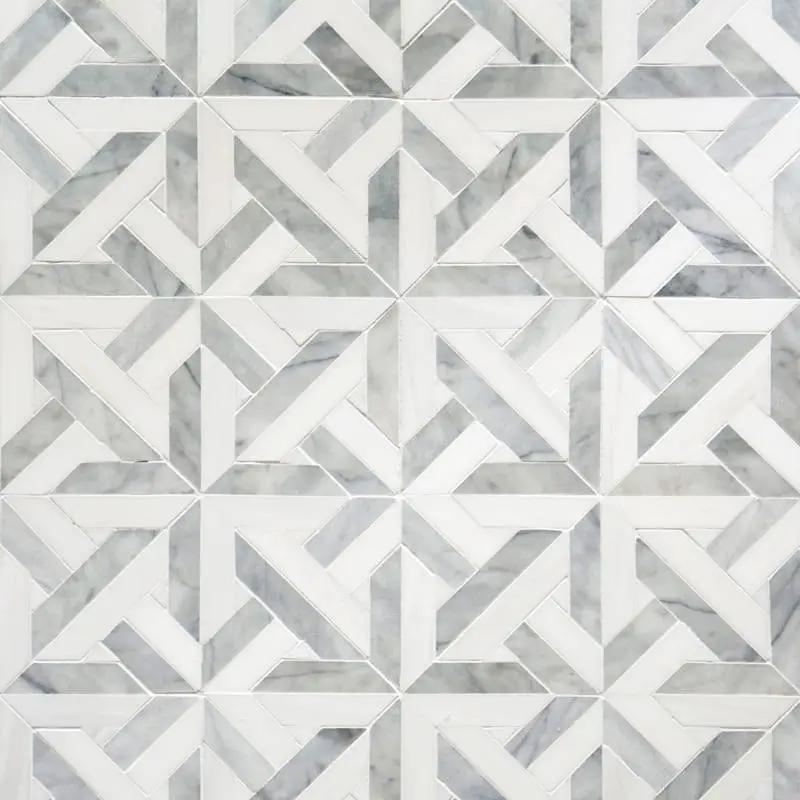 Marble Tiles - Greek Lack Carrara, Bianco Sivec Marble Waterjet Pattern - intmarble