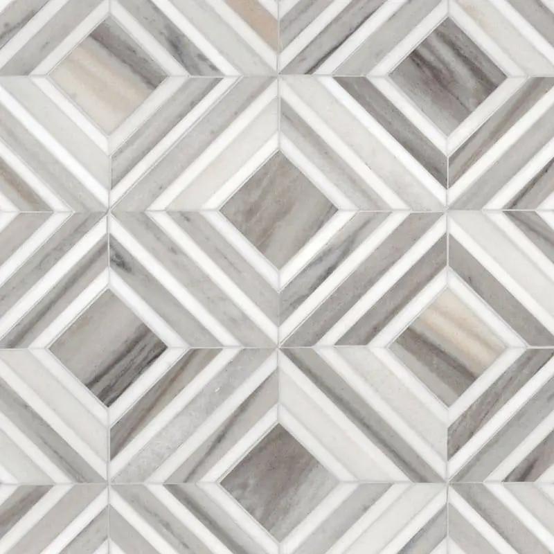 Marble Tiles - Star Skyfall Snow White Waterjet Decor - intmarble