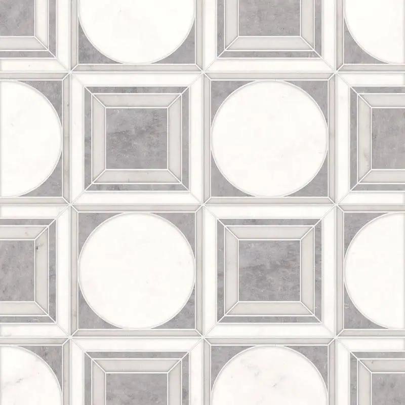 Marble Tiles - Cici Bardiglio Carrara Snow White Waterjet Decor - intmarble