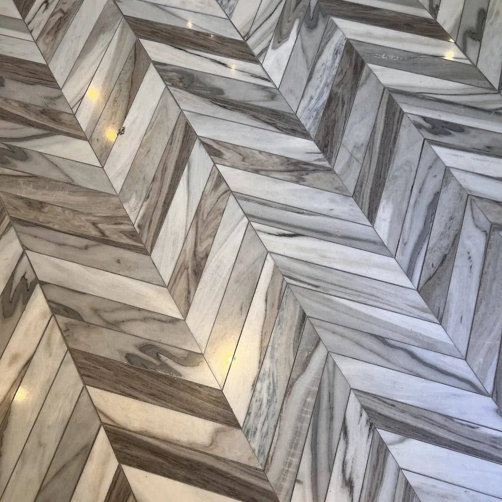 Skyline Vein Cut Honed Chevron Marble Waterjet Decos - intmarble.com ...