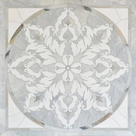 Marble Tiles - Elegant Marble medallion Cararra Sivec Skyfall 1200x1200mm - intmarble