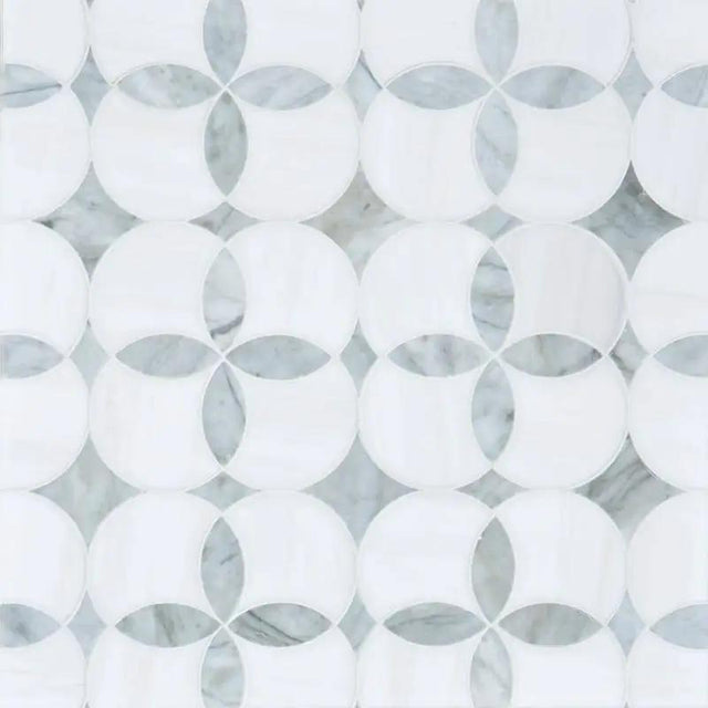 Marble Tiles - Diamond Droplets Waterjet Marble Carrara Bianco Sivec Decor - intmarble