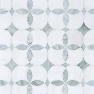 Marble Tiles - Diamond Droplets Waterjet Marble Carrara Bianco Sivec Decor - intmarble