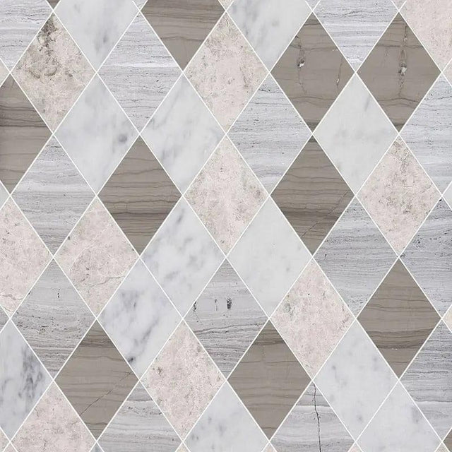 Marble Tiles - Mix Diamond Marble Waterjet Dark Silver Polished Bardiglio Carrara Decor - intmarble