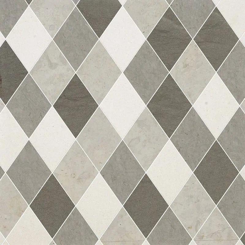 Marble Tiles - Mix Diamond Limestone Waterjet Decor - intmarble