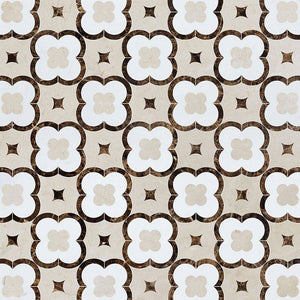 Marble Tiles - Paisley Pattern Marble Waterjet Marfil Emperador Sivec Decor - intmarble