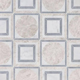 Marble Tiles - Rounded Square Waterjet Royal Silver Bardiglio Carrara Marble Decor - intmarble