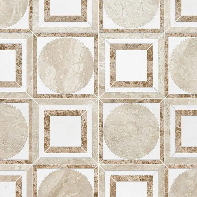 Marble Tiles - Rounded Square Waterjet Royal Sivec Emperador Marble Decor - intmarble
