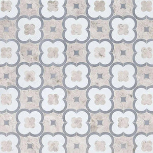 Marble Tiles - Paisley Pattern Marble Waterjet Silver Bardiglio Carrara Honed Decor - intmarble