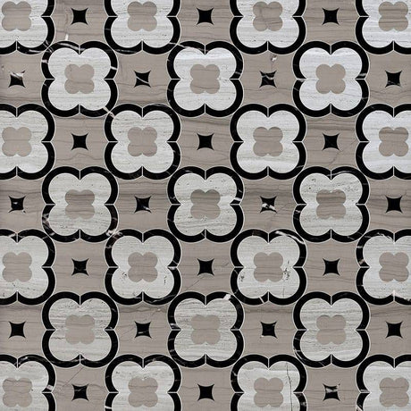 Marble Tiles - Paisley Pattern Waterjet Royal Grey Black Marble Decor - intmarble