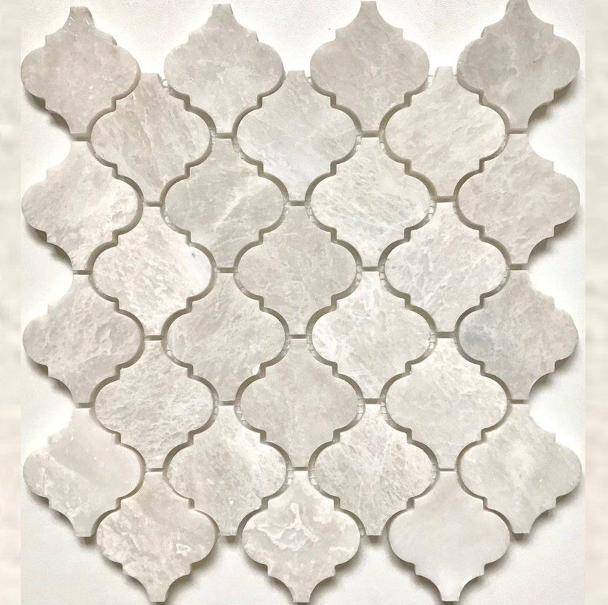 Marble Tiles - Bianco Onyx Luxury Arabesque Decor Marble Mosaic Tiles - intmarble